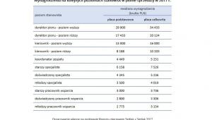 Wynagrodzenia na kolejnych poziomach stanowisk w pionie sprzedaży w 2017 r.